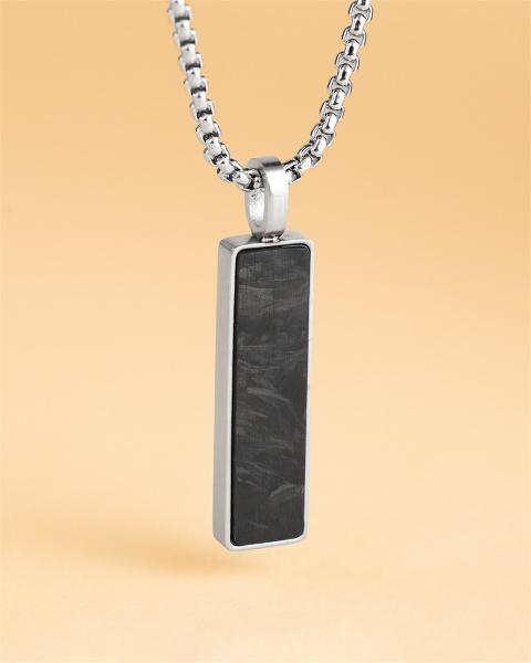 Halskette aus Edelstahl mit geschmiedetem Karbon-Finish - Galli Silver Black